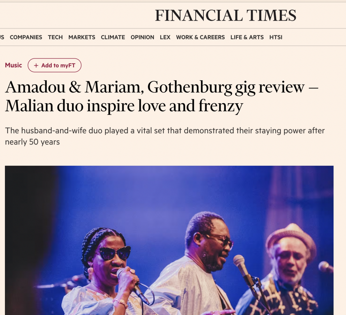 Amadou & Mariam, Gothenburg gig review — Malian duo inspire love and frenzy